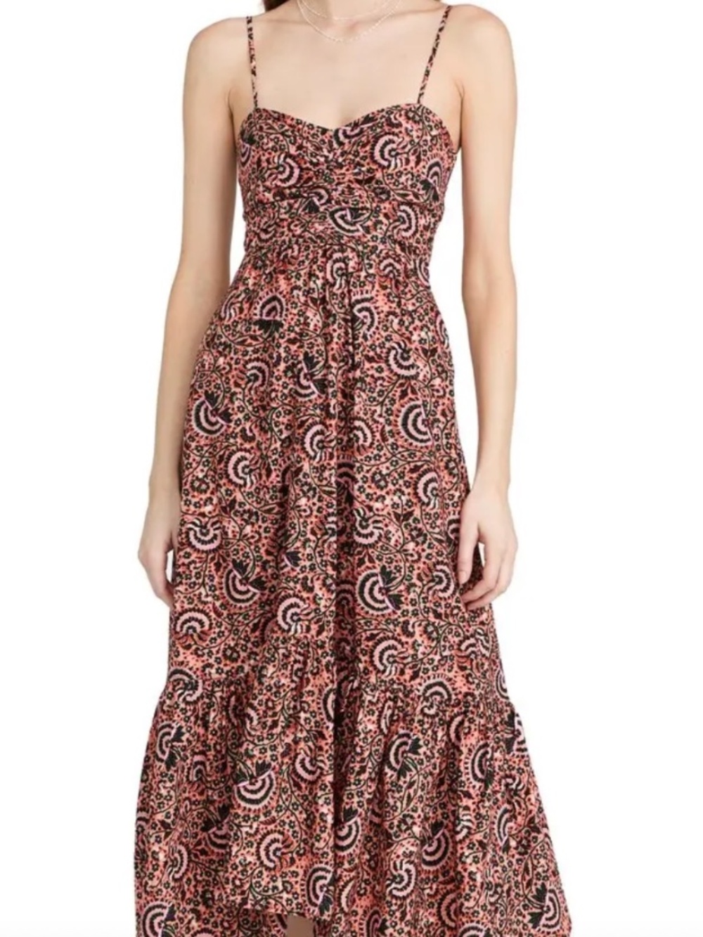 A.L.C. Lilah Dress Size 0 NWOT Floral Cotton Midi Sweetheart Smocked $495